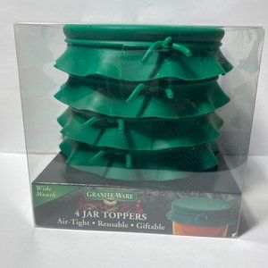 Granite Ware Silicone Canning Jar Toppers Lid Wide Mouth Green 2 Packs